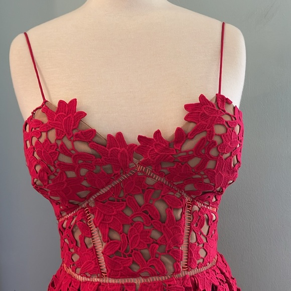 Self-Portrait Red Lace Midi Dress - XS - UK 6/US 2 - Picture 2 of 6